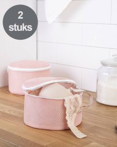 Ocean Home Textile BH Waszakje met Rits -2 Stuks Waszakken voor Wasgoed Lingerie Waszakje Wasnet Waszak Wasbol laundry bag Wit