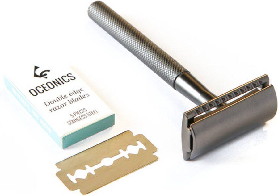 Oceonics Safety Razor Anthraciet Round incl. 5 scheermesjes Zero Waste