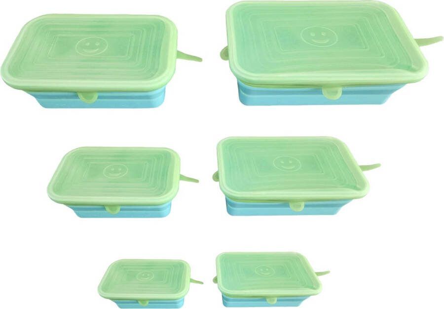 ODaani 6 Stuks Siliconen Deksel Herbruikbare deksels Vershouddeksels Flexibel en Vaatwasserbestendig Milieuvriendelijke Food Covers Vershoudfolie groen vierkant