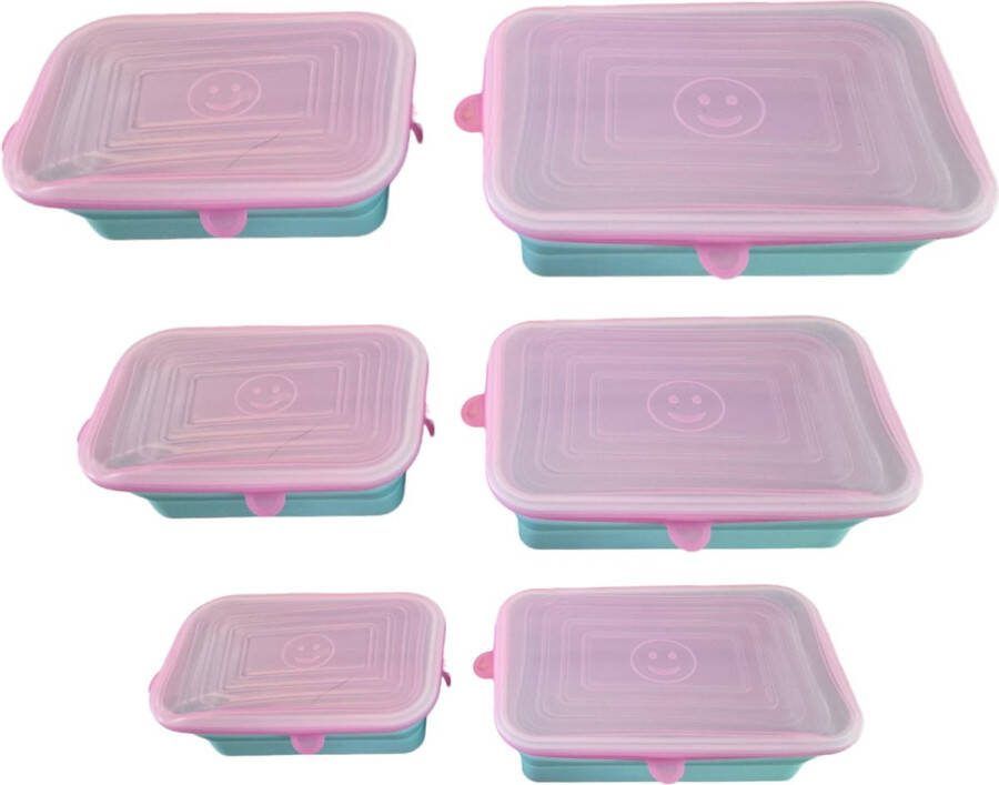 ODaani 6 Stuks Siliconen Deksel Herbruikbare deksels Vershouddeksels Flexibel en Vaatwasserbestendig Milieuvriendelijke Food Covers Vershoudfolie roze vierkant