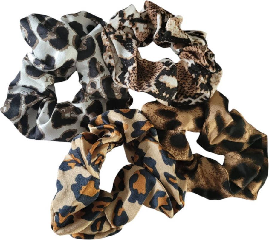 ODaani scrunchie satijn haarelastiekjes crunchie haar elastiek haaraccessoires vrouwen 4 stuks luxe scunchies met dierenprint
