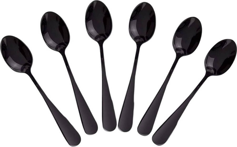 ODaani theelepels zwart koffielepels sorbetlepels dessertlepels 6 stuks bestekset vaatwasserbestendig Eierlepeltjes