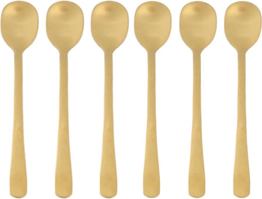 ODaani Theepels (klein formaat) RVS koffielepels dessertlepels 6 stuks bestekset vaatwasserbestendig Eierlepeltjes theelepels goud licht mat