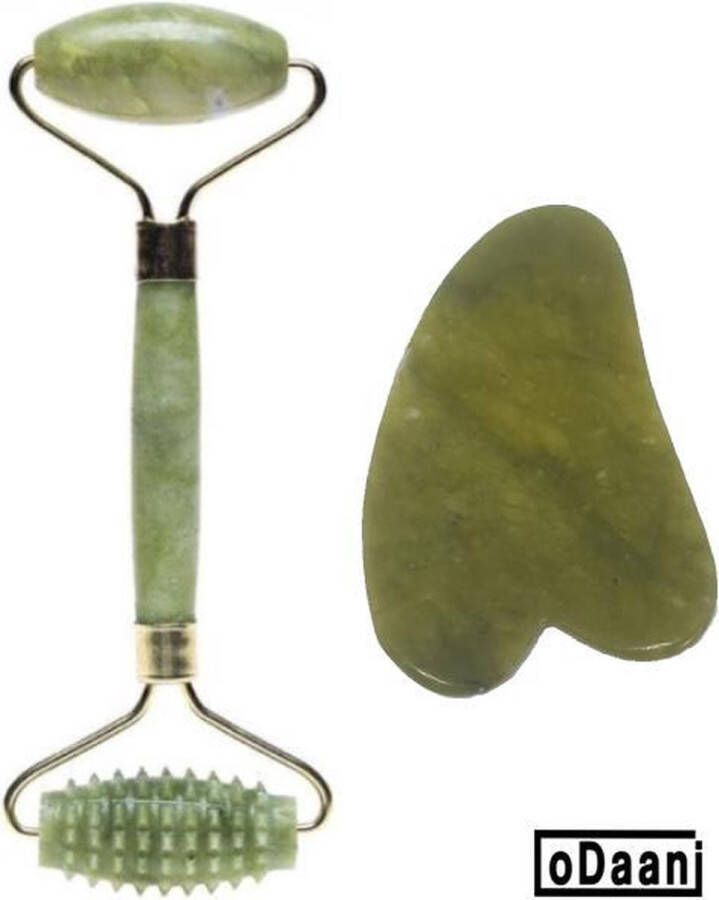 ODaani Verbeterde Deluxe Jade Roller + Gua Sha Anti Rimpels Gezicht Massage