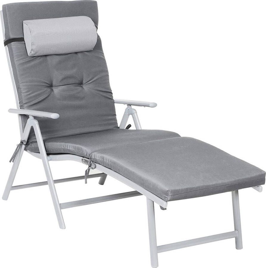 O'DADDY Ligbed tuin Zonnebed Ligbedden Ligbed opvouwbaar volwassenen Ligbed opvouwbaar Ligbed inklapbaar Ligstoel opvouwbaar Ligbed tuin Ligkussen Zonnebed met hoofdsteun Grijs