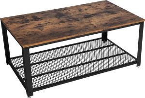 O'DADDY O DADDY Salontafel koffietafel 106.2 x 60.2 x 45 cm salontafel industrieel met gaasplank bruin