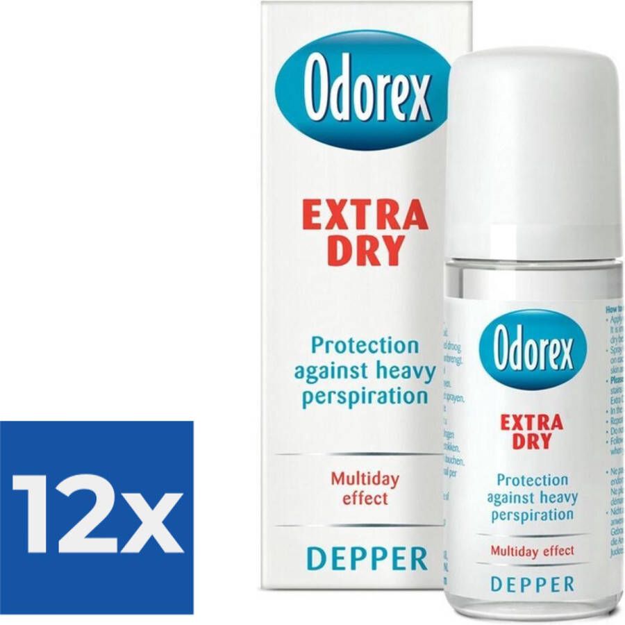 Odorex Extra Dry Depper 50 ml Deodorant Voordeelverpakking 12 stuks