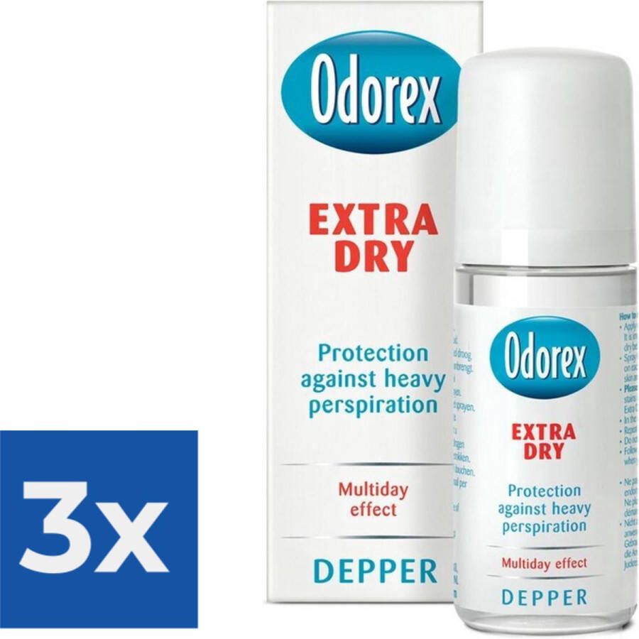 Odorex Extra Dry Depper 50 ml Deodorant Voordeelverpakking 3 stuks