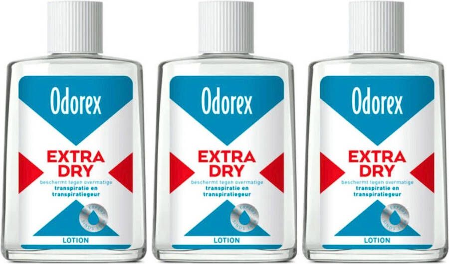 Odorex Extra Dry Lotion Anti Transpirant Deodorant 3 x 50 ml Rekent af met Zweet Vegan Zonder Alcohol en Parfum