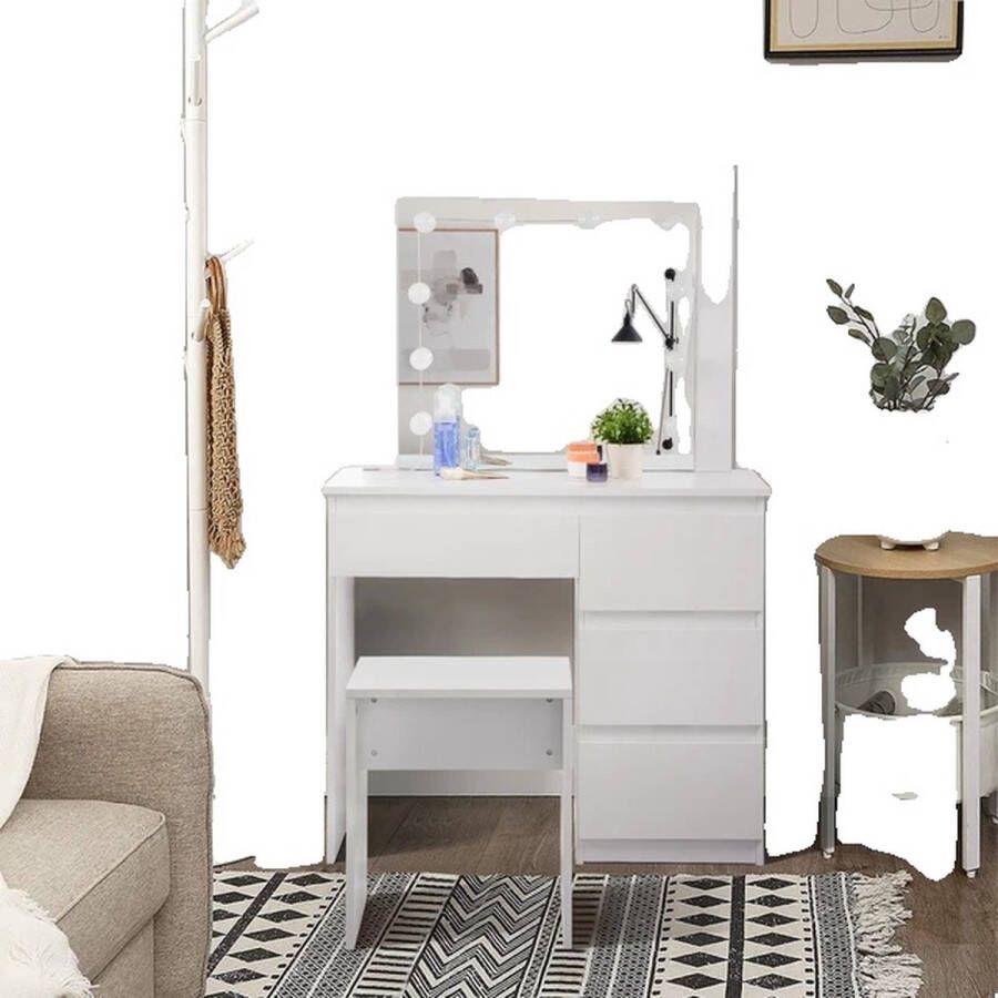 OEM Kaptafel verlichte spiegel 4 lades Wit