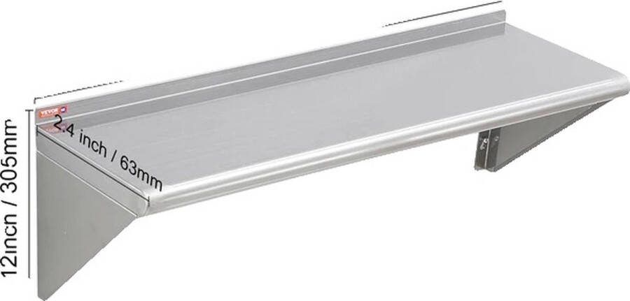 OEM Roestvrijstalen plank aan de muur bevestigd zware opbergrek 12 x 36inch 12 x 36inch