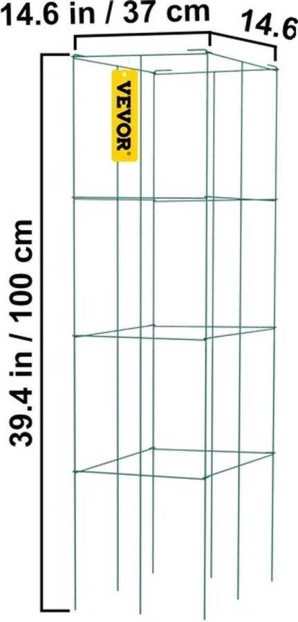 OEM Tomatenkooien Vierkant Staal Plantensteun 3Pack Groen 3.3FT