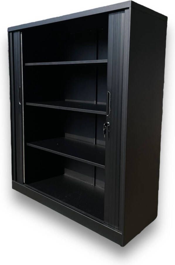 Offeco Archiefkast – Roldeurkast – Dossierkast – Zwart – Met slot 105x120x45 cm