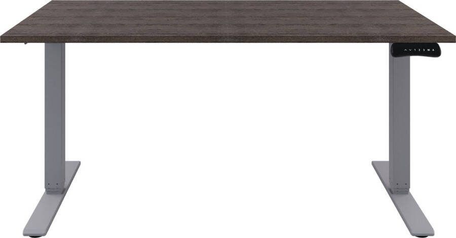 Offeco Zit sta Bureau Verstelbaar bureau 120 x 80 cm Logan eiken bureaublad Aluminium onderstel 2 motoren