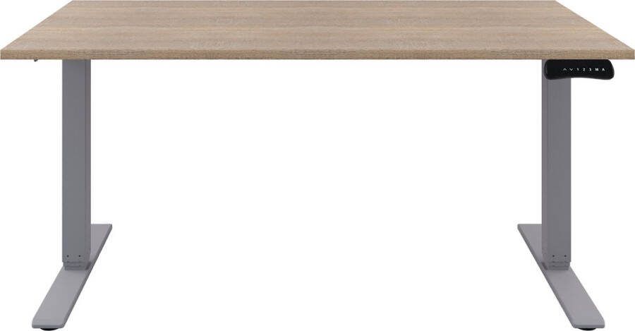 Offeco Zit sta Bureau Verstelbaar bureau 120 x 80 cm Robson eiken bureaublad Aluminium onderstel 2 motoren