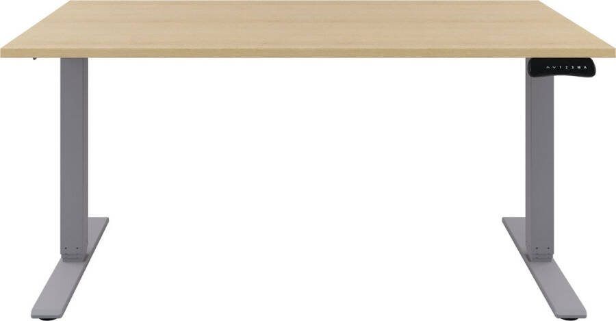 Offeco Zit sta Bureau Verstelbaar bureau 120 x 80 cm Wild peren bureaublad Aluminium onderstel 2 motoren