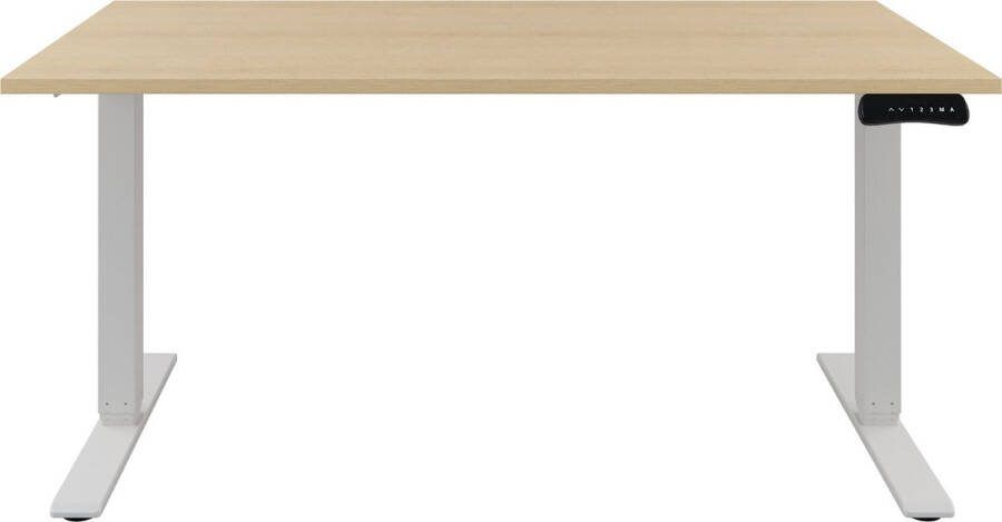 Offeco Zit sta Bureau Verstelbaar bureau 120 x 80 cm Wild peren bureaublad Wit onderstel 2 motoren