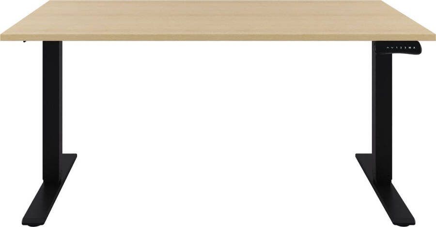 Offeco Zit sta Bureau Verstelbaar bureau 160 x 80 cm Wild peren bureaublad Zwart onderstel 2 motoren