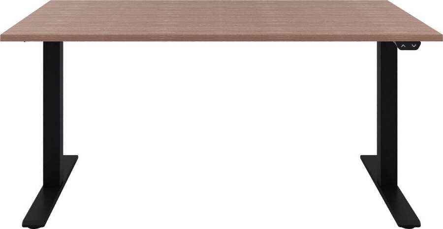 Offeco Zit sta bureau Zit sta bureau elektrisch Havanna bureaublad Zwart onderstel 180 x 80 cm