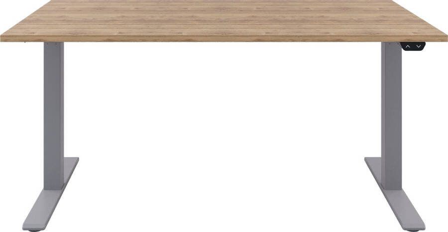 Offeco Zit sta bureau Zit sta bureau elektrisch Natuur eiken bureaublad Aluminium onderstel 120 x 80 cm