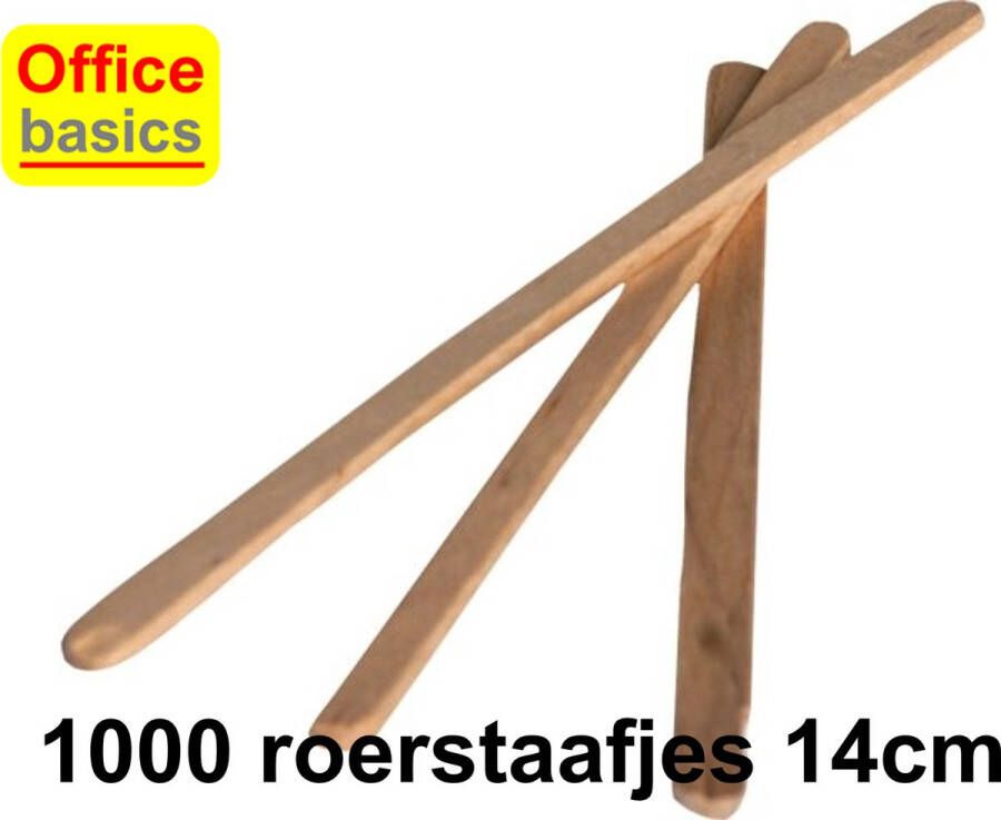 Office Basics 1000 Roerstaafjes hout 14cm lang