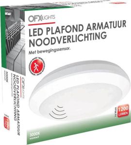 Besli LED noodverlichting plafondarmatuur rond wit 16W 1200 lumen 3000K met sensor