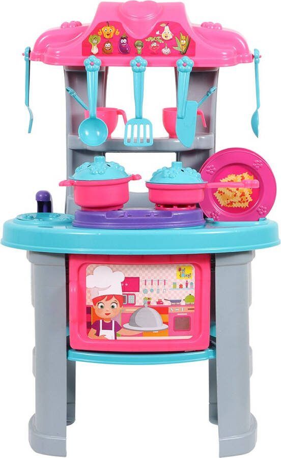 Ogi Mogi Toys keukenset speelgoed Kinderkeuken Keuken Speelgoedset voor kinderen Speelset met 26 onderdelen Met Servies en Speelgoed Pannen vanaf 3 jaar