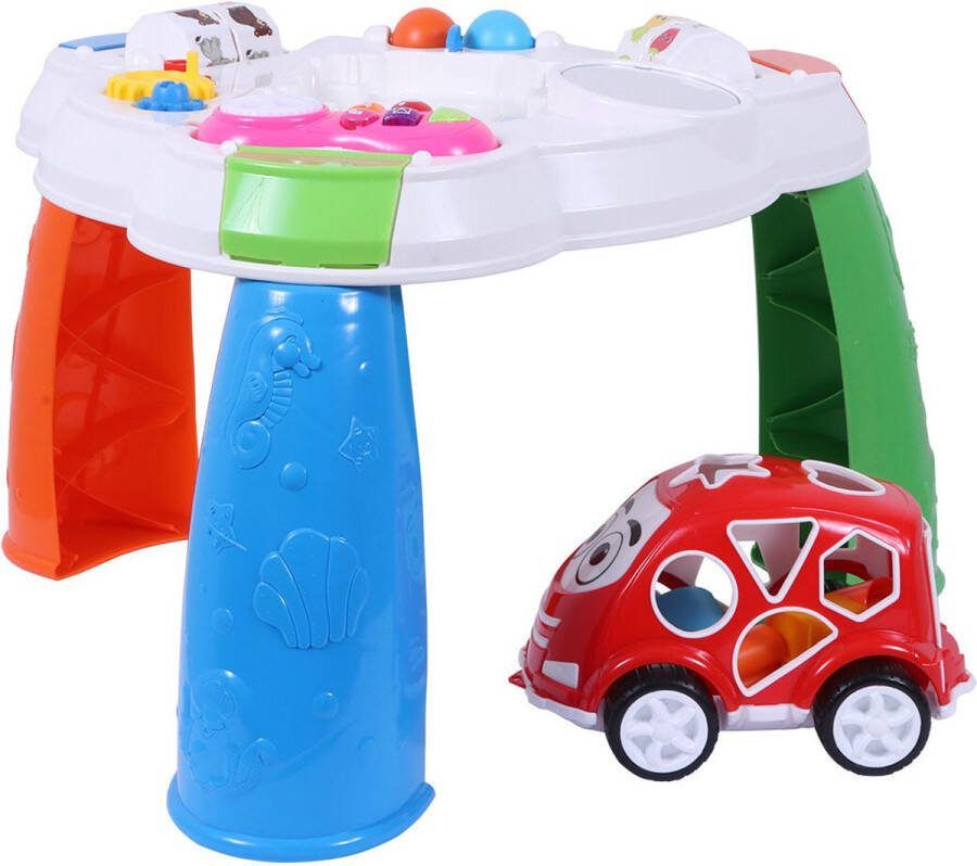 Ogi Mogi Toys Ogi Mogi Speeltafel met Auto Activiteiten tafel Activiteiten kubus Vormenstoof Leerspeelgoed Motoriek Speelgoed vanaf 1 jaar