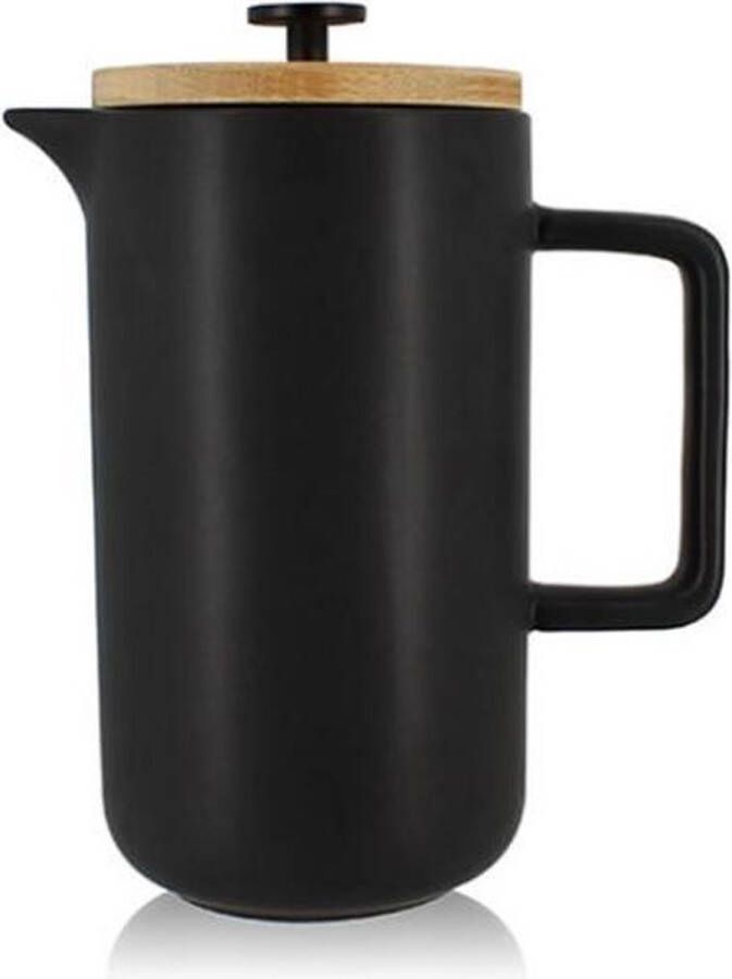 Ogo living KEYGO Koffiezet apparaat Cafetiere French press 1 3L mat zwart porselein strak Noors Design