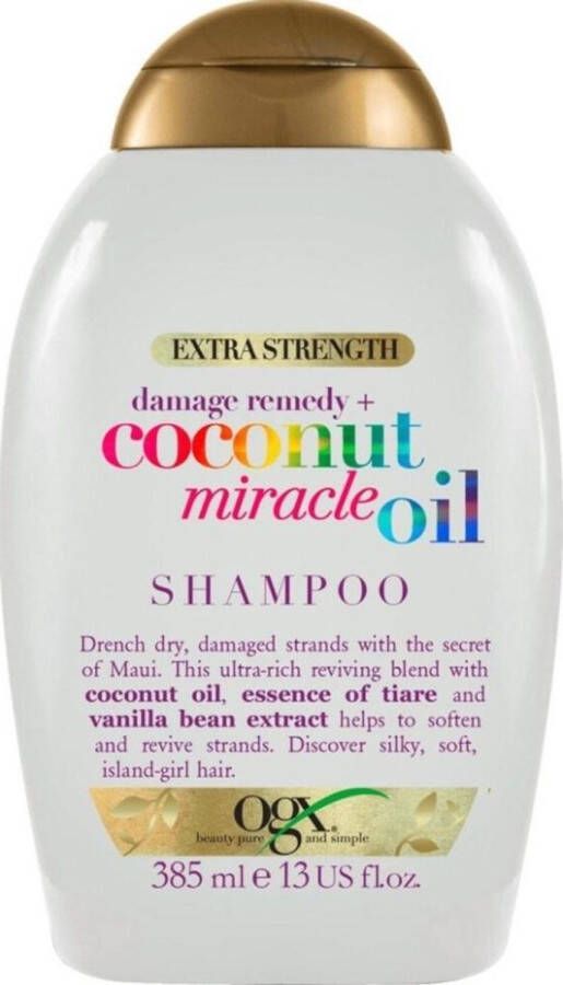 Ogx Extra Strength Coconut Miracle Oil Shampoo vrouwen Voor Beschadigd haar Droog haar Normaal haar 385 ml vrouwen Voor Beschadigd haar Droog haar Normaal haar