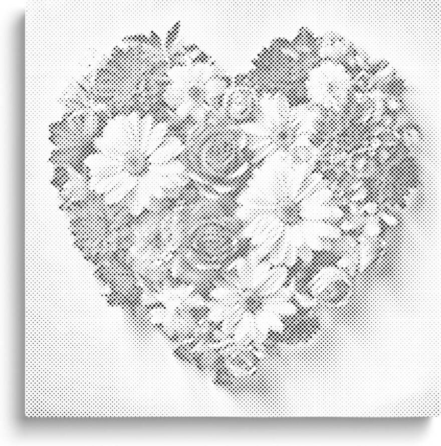 Oh My Dotz Bloemen hart Dot painting 80x80cm Op frame gespannen Diamond painting & Schilderen op nummer alternatief Stippelschilderij