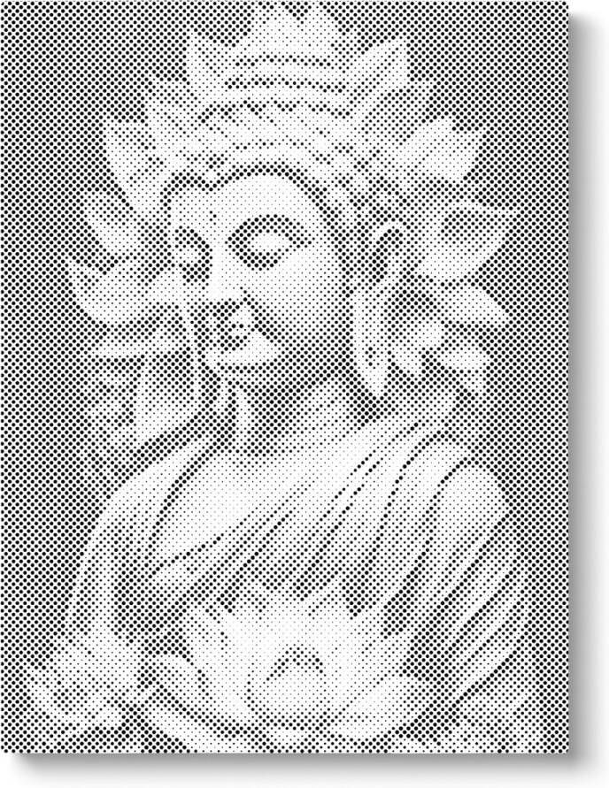 Oh My Dotz Buddha Dot painting 60x80cm (Beste resultaat) Op frame gespannen Diamond painting & Schilderen op nummer alternatief Stippelschilderij