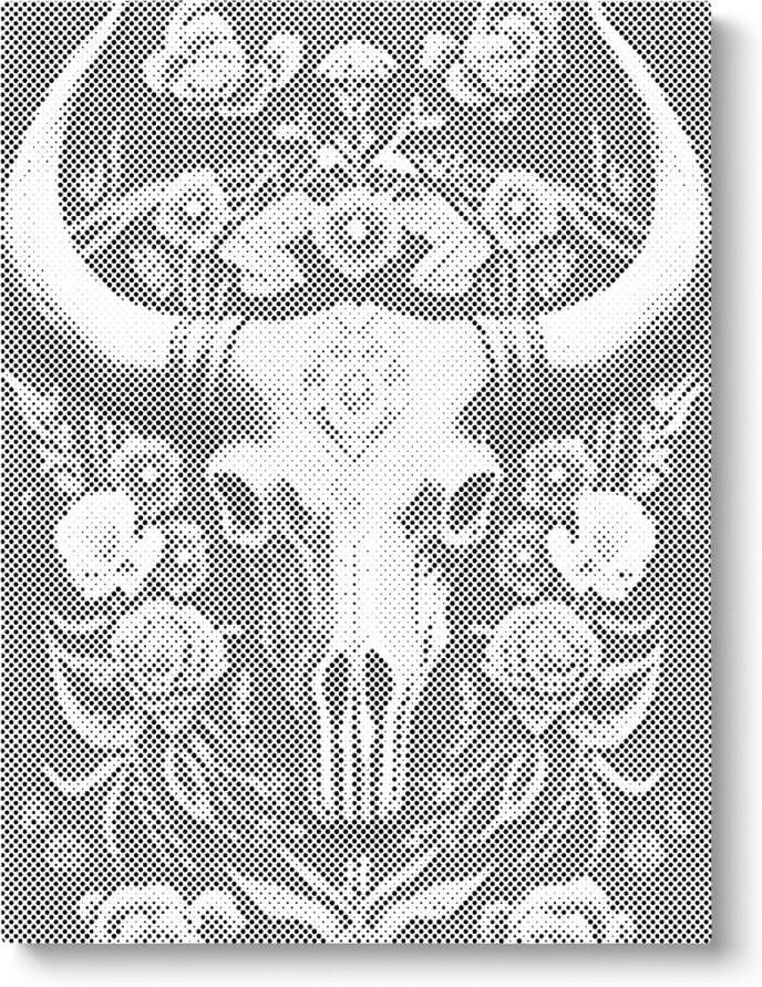 Oh My Dotz Doodskop stier Dot painting 60x80cm (Beste resultaat) Op frame gespannen Diamond painting & Schilderen op nummer alternatief Stippelschilderij
