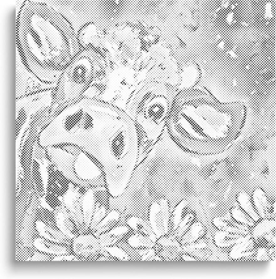 Oh My Dotz Koe met bloemen Dot painting 50x50cm Op frame gespannen Diamond painting & Schilderen op nummer alternatief Stippelschilderij