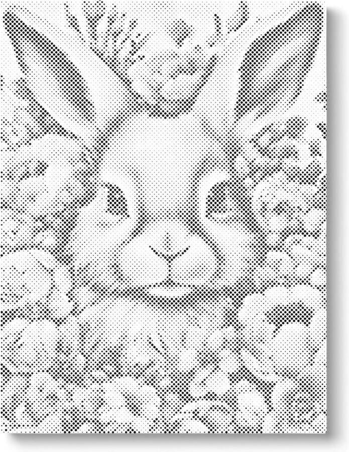 Oh My Dotz Konijntje 2 Dot painting 80x100cm Op frame gespannen Diamond painting & Schilderen op nummer alternatief Stippelschilderij
