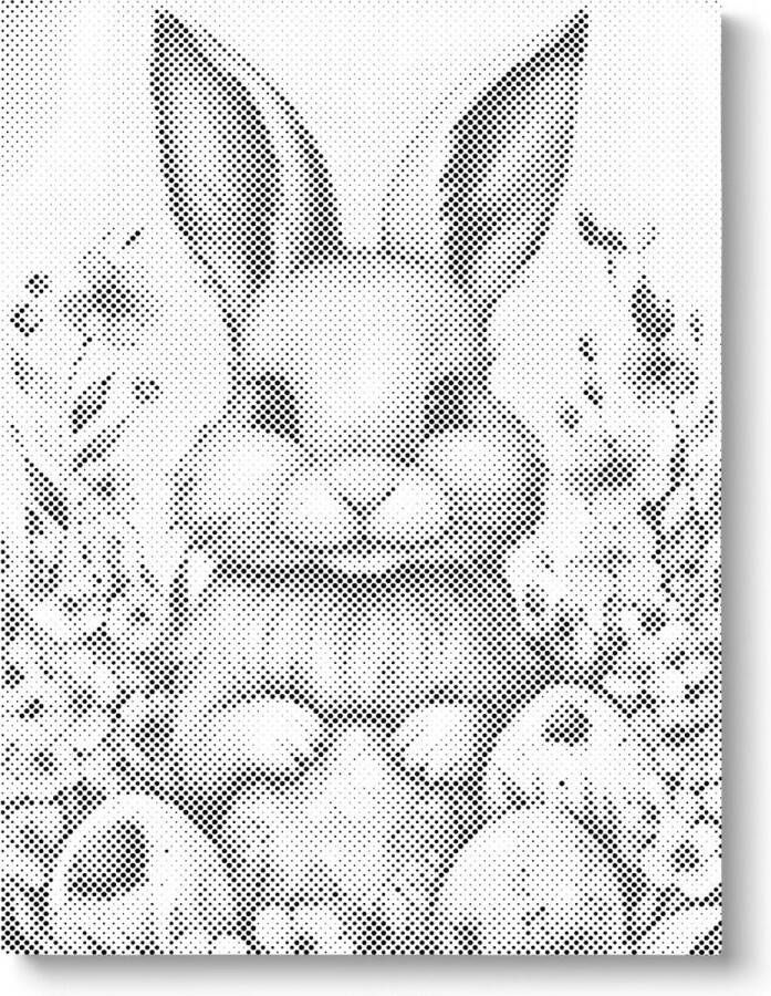 Oh My Dotz Konijntje Dot painting 60x80cm (Beste resultaat) Op frame gespannen Diamond painting & Schilderen op nummer alternatief Stippelschilderij