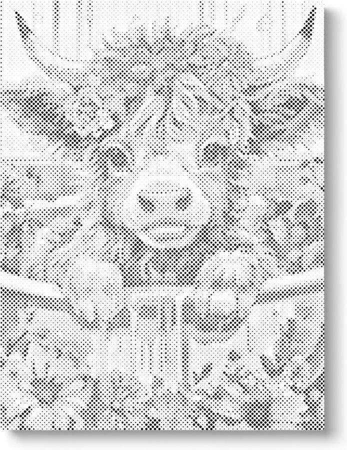 Oh My Dotz Kalfje in kruiwagen Dot painting 60x80cm (Beste resultaat) Op frame gespannen Diamond painting & Schilderen op nummer alternatief Stippelschilderij