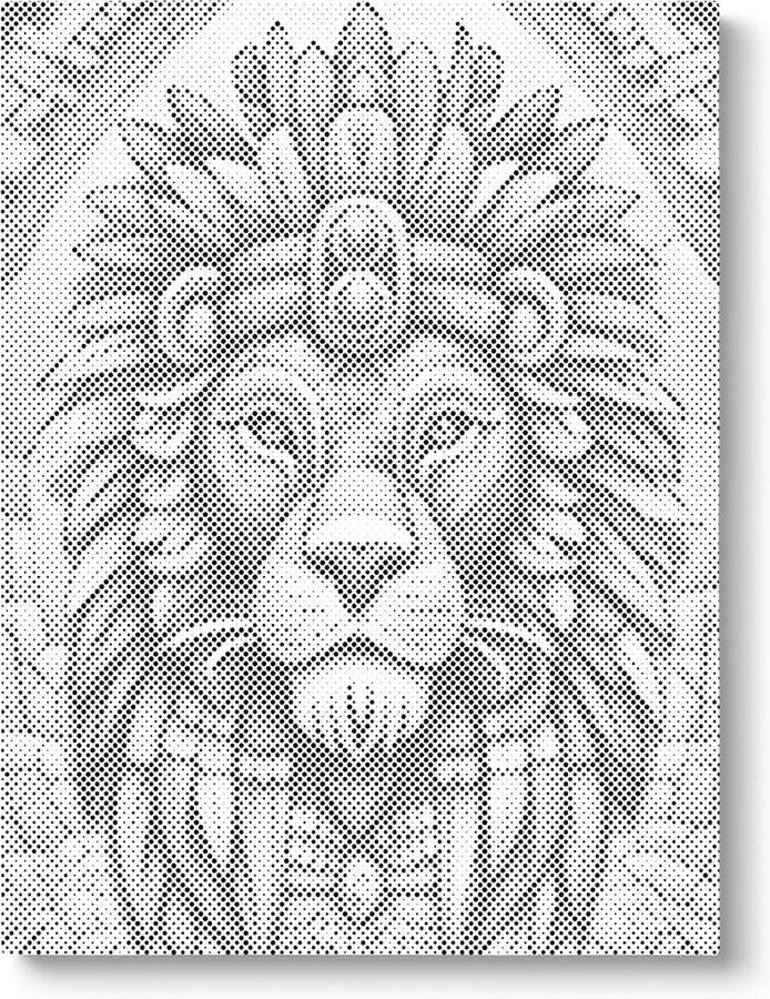 Oh My Dotz Koning leeuw Dot painting 80x100cm Op frame gespannen Diamond painting & Schilderen op nummer alternatief Stippelschilderij
