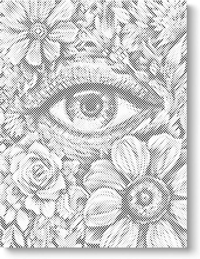 Oh My Dotz Oog met bloemen Dot painting 60x80cm (Beste resultaat) Op frame gespannen Diamond painting & Schilderen op nummer alternatief Stippelschilderij