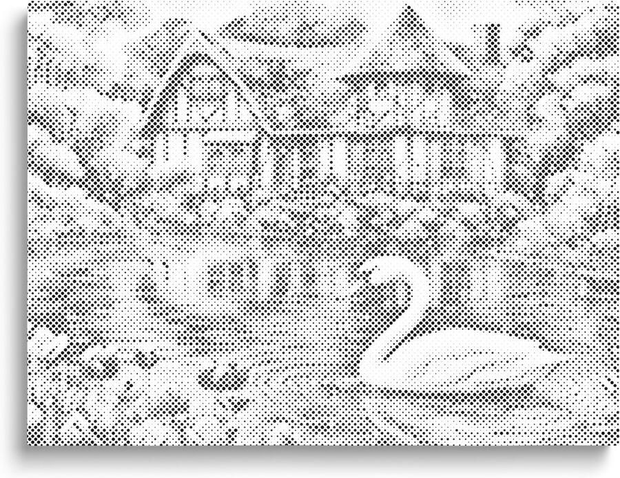 Oh My Dotz Zwanenmeer Dot painting 30x40cm Op frame gespannen Diamond painting & Schilderen op nummer alternatief Stippelschilderij