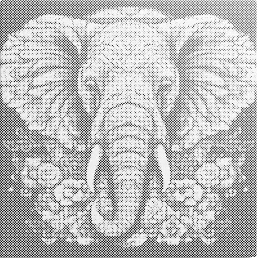 Oh My Dotz Olifant met bloemen Dot painting 50x50cm Op frame gespannen Diamond painting & Schilderen op nummer alternatief Stippelschilderij