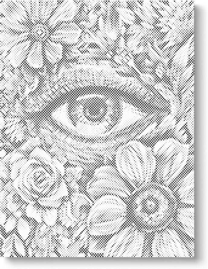 Oh My Dotz Oog met bloemen Dot painting 30x40cm Op frame gespannen Diamond painting & Schilderen op nummer alternatief Stippelschilderij