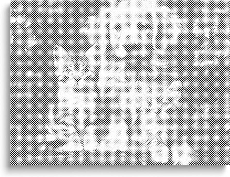 Oh My Dotz Puppy met kittens Dot painting 80x100cm Op frame gespannen Diamond painting & Schilderen op nummer alternatief Stippelschilderij