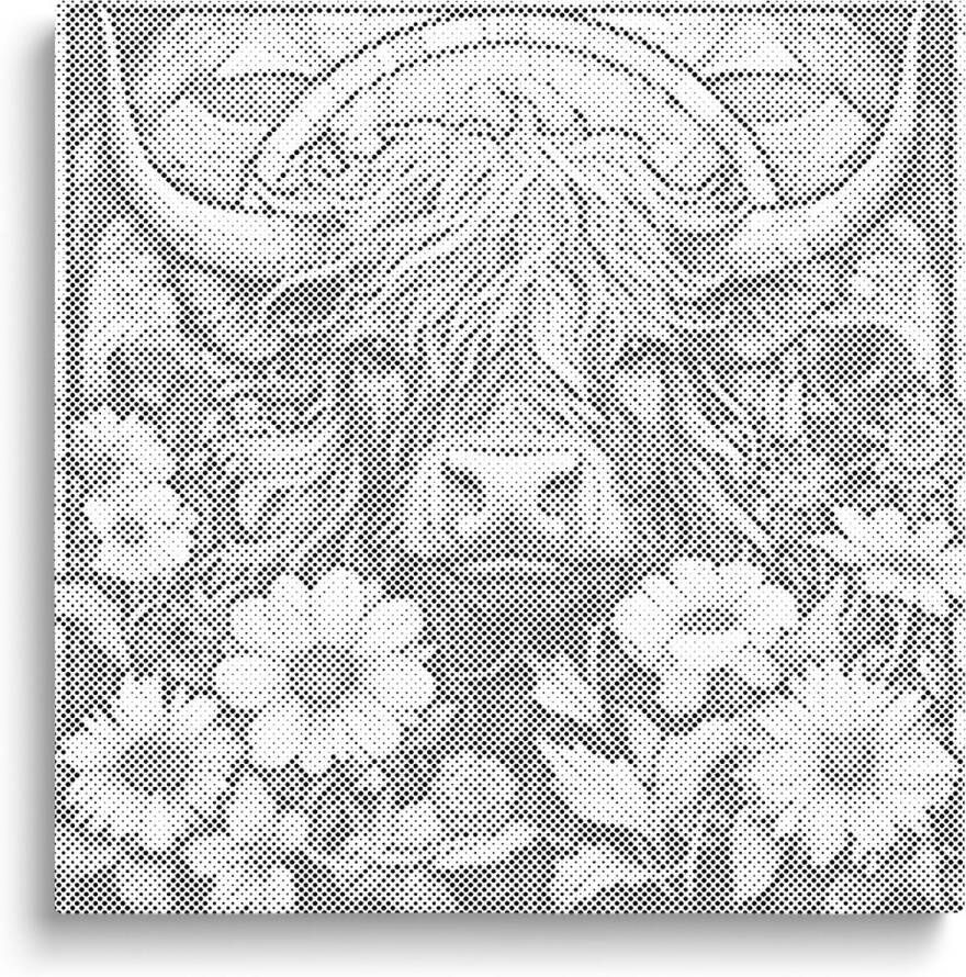 Oh My Dotz Schotse hooglander Dot painting 80x80cm Op frame gespannen Diamond painting & Schilderen op nummer alternatief Stippelschilderij
