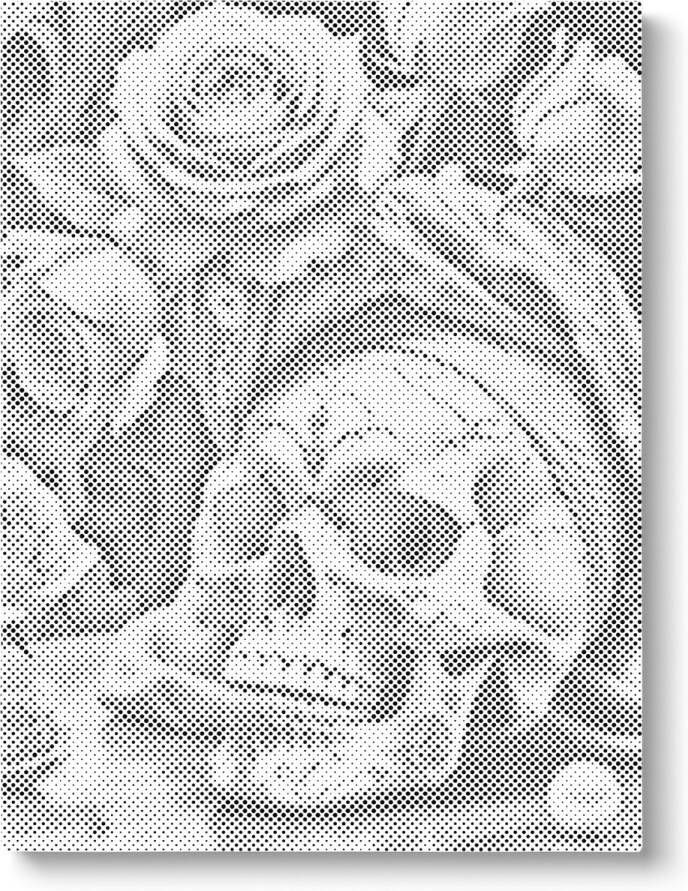 Oh My Dotz Skull met bloemen Dot painting 80x100cm Op frame gespannen Diamond painting & Schilderen op nummer alternatief Stippelschilderij