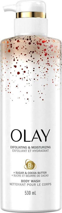 Olay Exfoliating & Moisturizing Body Wash Sugar Cocoa Butter Vitamin B3 Exfoliërende & Hydraterende Douchegel 530ml