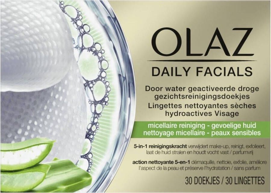 Olay Olaz Total Effects Daily Facials Gezichtsreinigingsdoekjes Gevoelige huid 30 Stuks