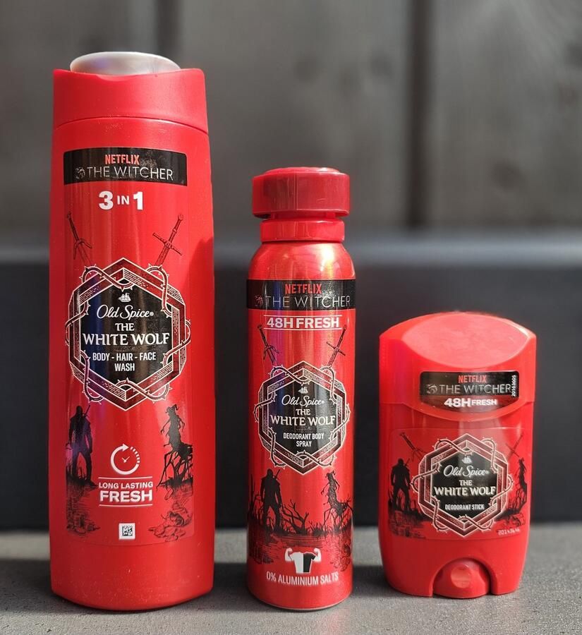 Old Spice 3in1 White Wolf-mix 3in1 body-hair-face wash- Deodorant spray- Deodorant stick 3 st