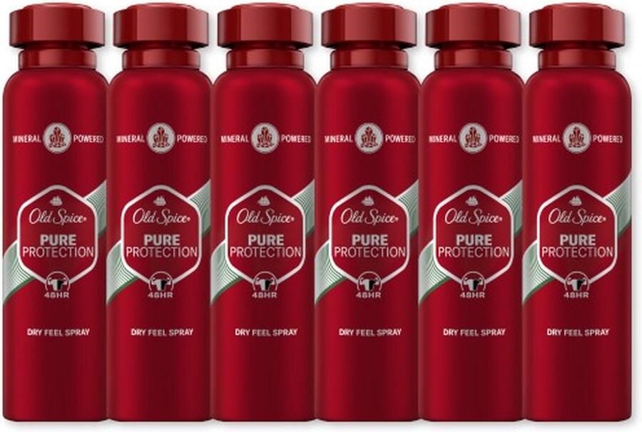 Old Spice Pure Protection Deodorant Body Spray 6 x 200ml Bodyspray 0% Aluminiumzouten