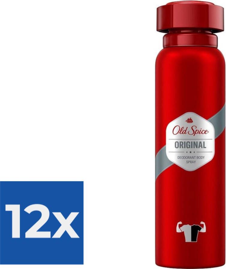 Old Spice Original Spray 150 ml 1 stuk Deodorant Voordeelverpakking 12 stuks